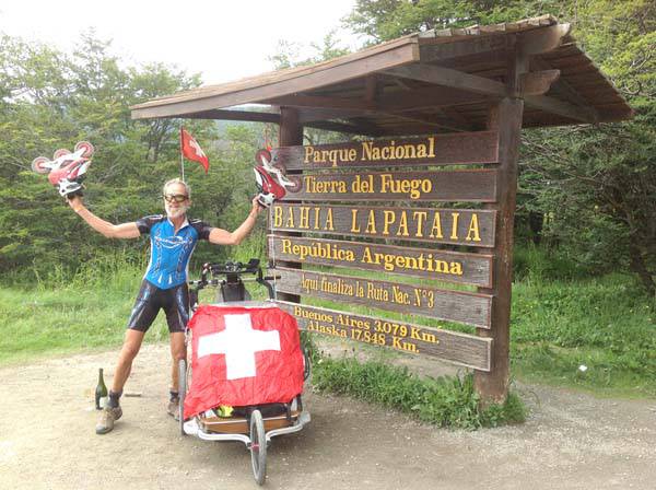 Un suizo unió en rollers Buenos Aires y Ushuaia