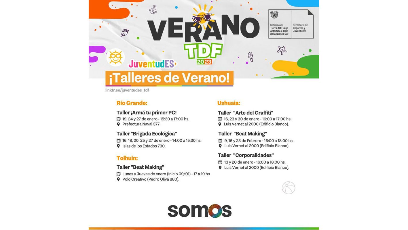 La Subsecretaría provincial de Juventudes invita a los talleres de verano