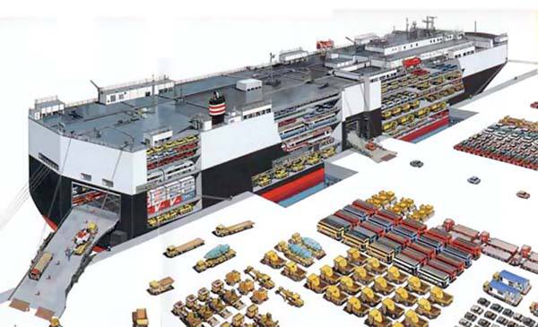 Un ferry con capacidad para 200 vehículos en un viaje de 90 minutos