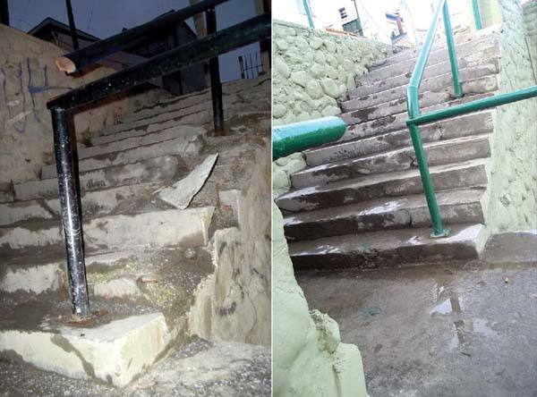 Y al fin arreglaron la escalera de Rosas