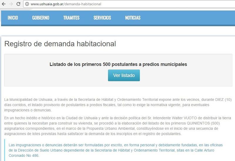 Ya se encuentra publicado el listado de los primeros 500 asignatarios de predios fiscales