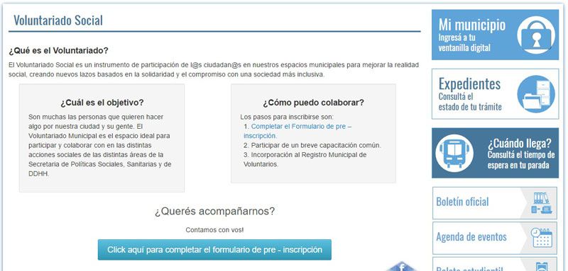 Se abrió la preinscripción para el voluntariado social en espacios municipales