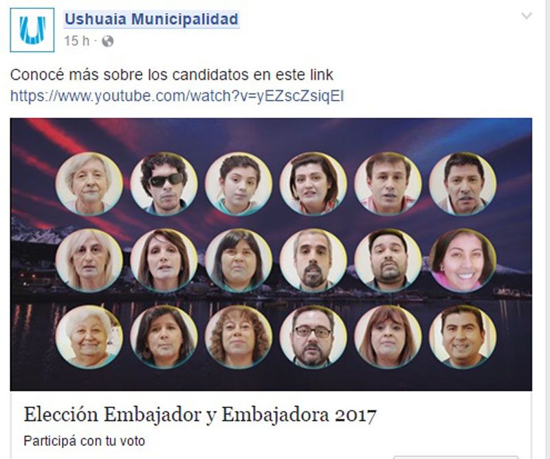 Está abierta la votación para elegir Embajador y Embajadora de Ushuaia