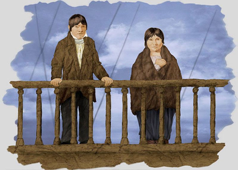 Tres nativos fueguinos son recibidos por los reyes británicos