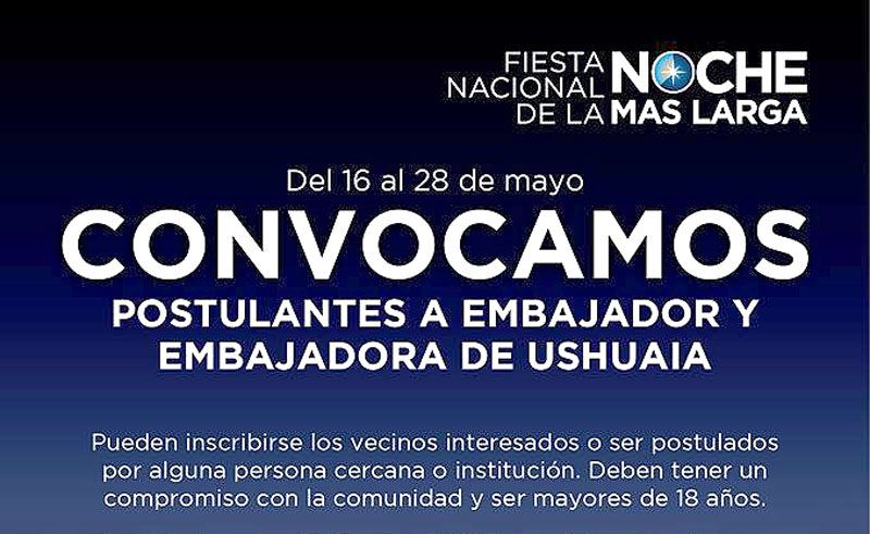 Se abrió la inscripción para postulantes a embajadora y embajador de Ushuaia