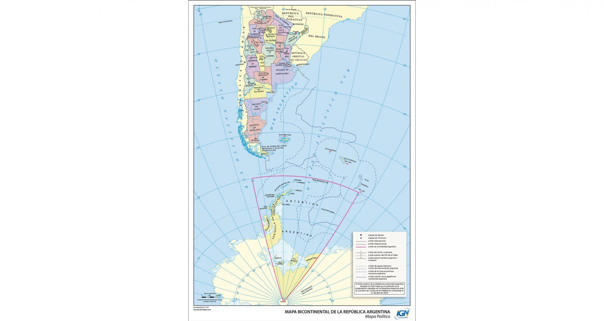 Es obligatorio el uso del mapa bicontinental de Argentina