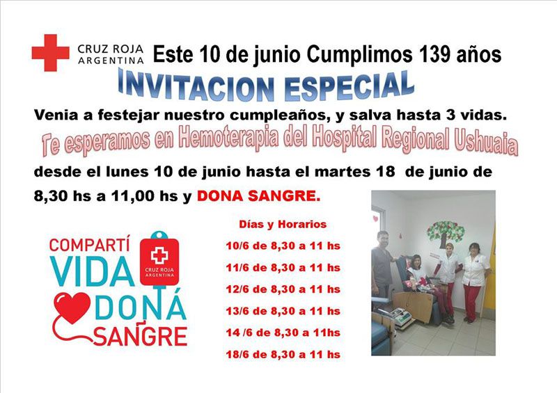 Ushuaia se suma al festejo por el 139° aniversario de Cruz Roja Argentina