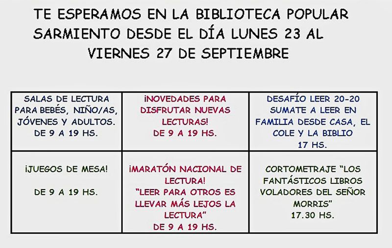 La Biblioteca Popular Sarmiento se suma al ‘Desafío Leer 20-20’
