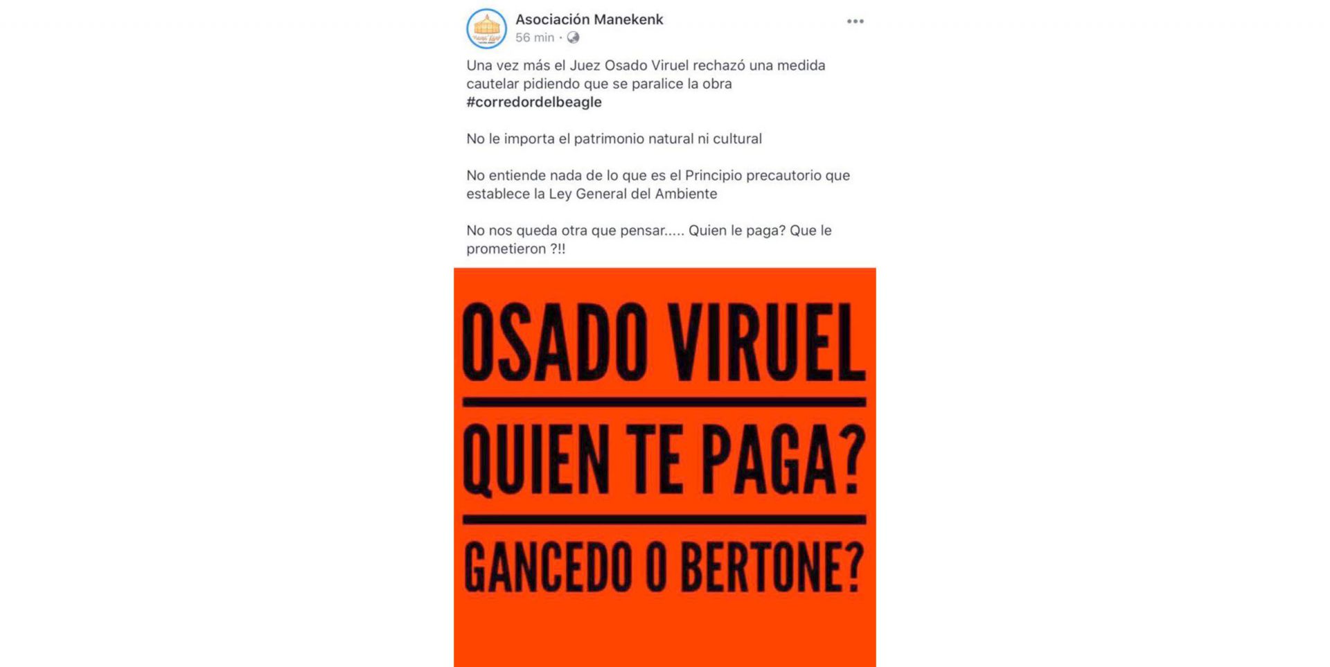 Mane´Kenk acusó al juez de cobrar por el fallo