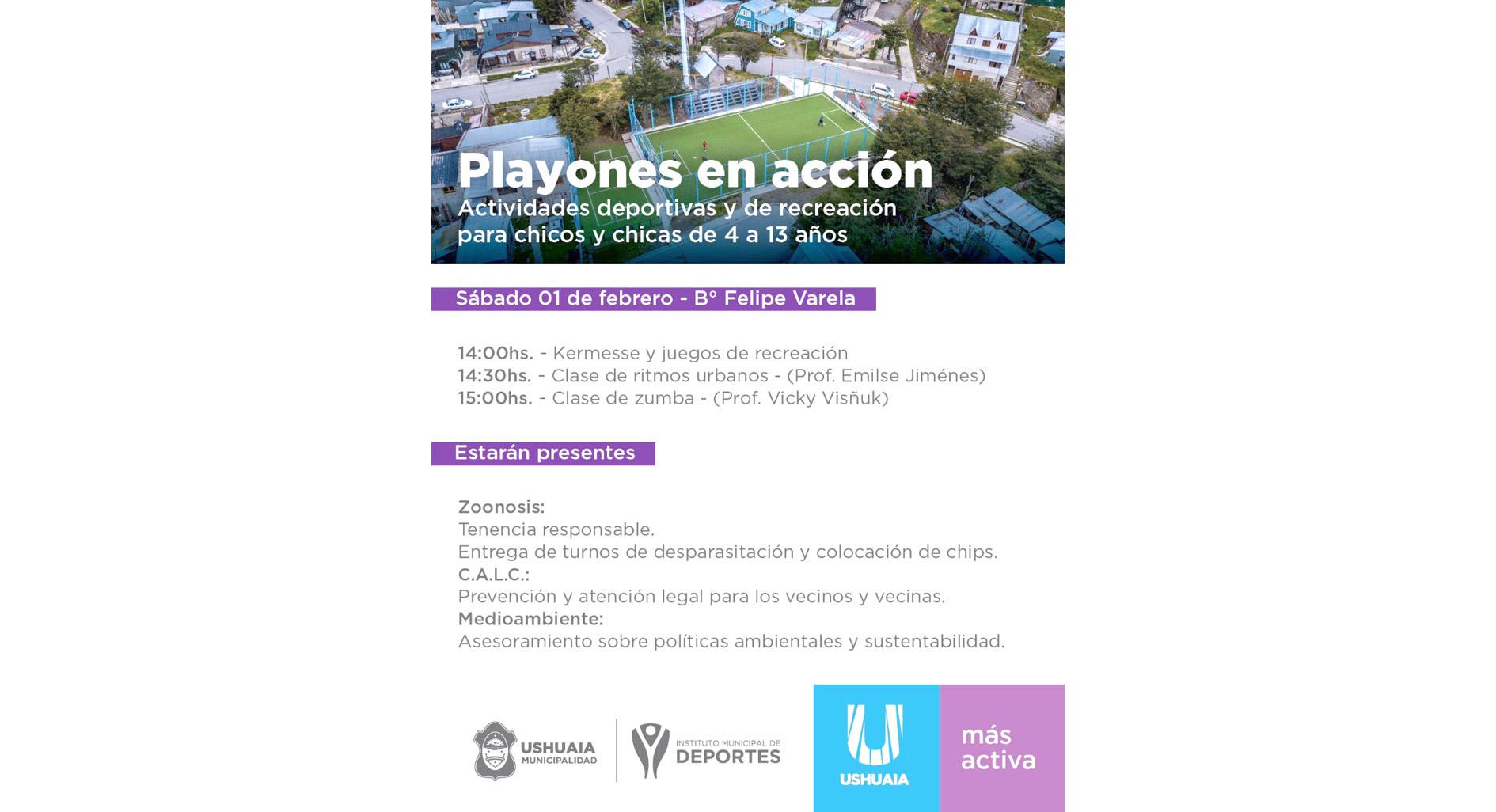 La Municipalidad organiza una jornada especial en el barrio Felipe Varela