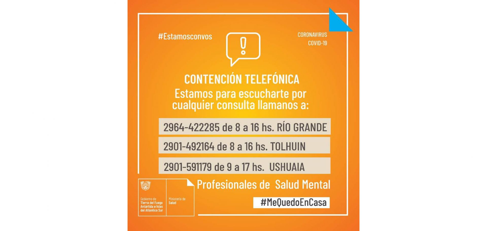 Brindan atención telefónica para contención psicológica y emocional