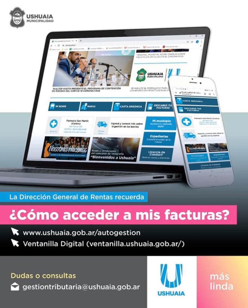 Contribuyentes de Ushuaia pueden utilizar la ventanilla digital del Municipio