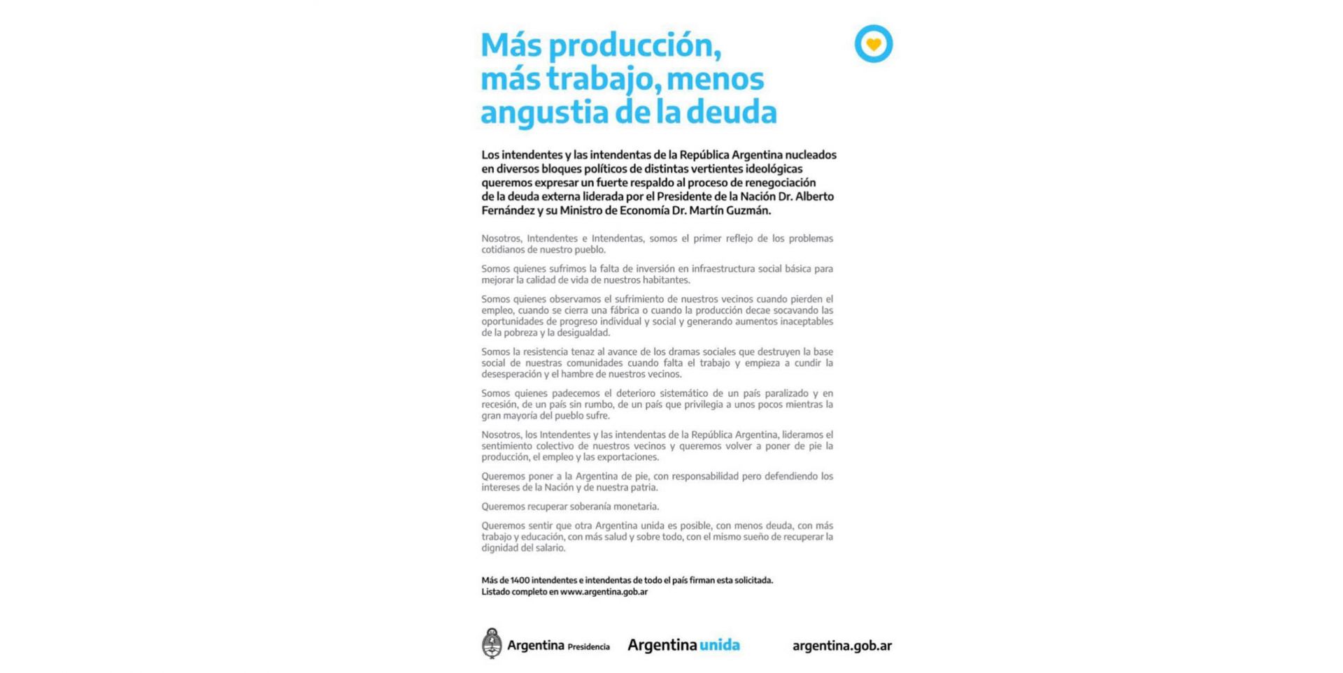 Vuoto respaldó la renegociación de la deuda externa