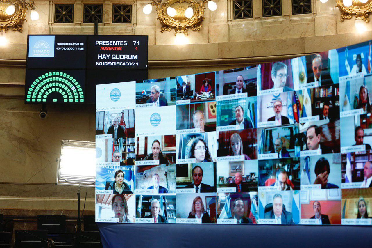 EL SENADO REALIZÓ SU PRIMERA VOTACIÓN "VIRTUAL" Y APROBÓ POR UNANIMIDAD LA NUEVA MODALIDAD PARA SESIONAR