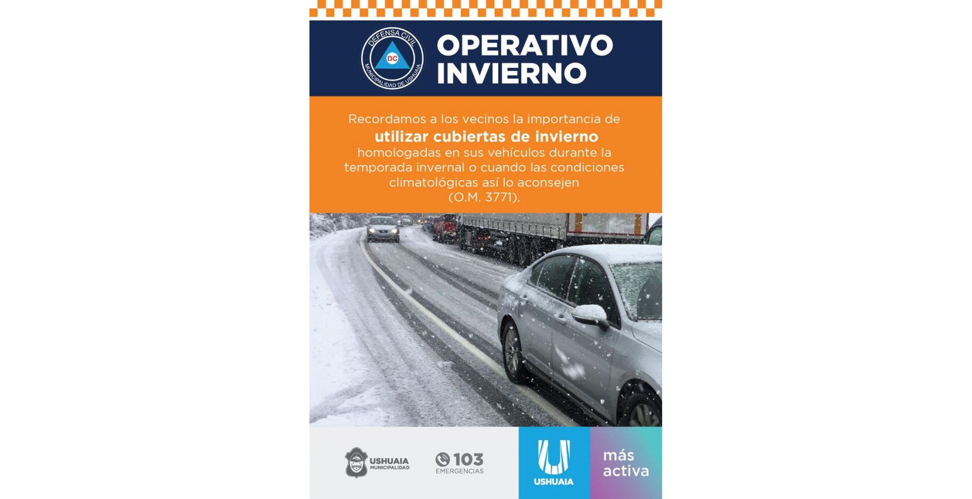 Rige en Ushuaia el uso obligatorio de cubiertas de invierno