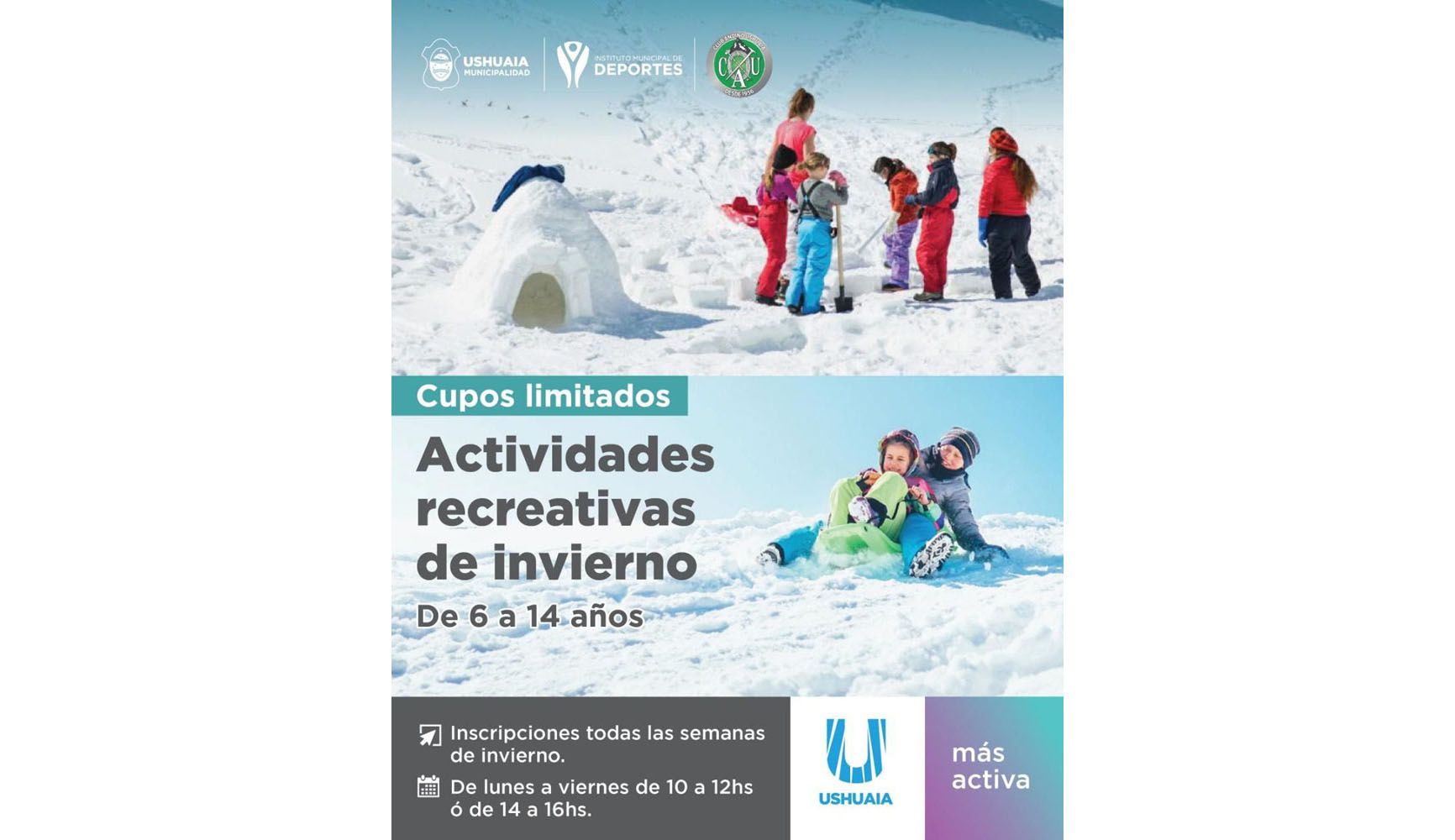 Actividades recreativas de invierno: inscripciones abiertas para niños de 6 a 14 años