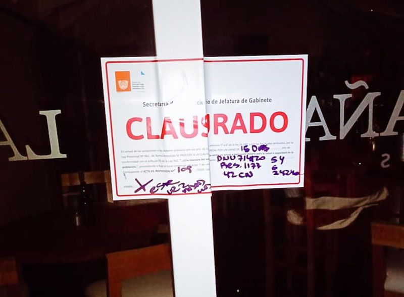 Gobierno clausuró dos locales gastronómicos
