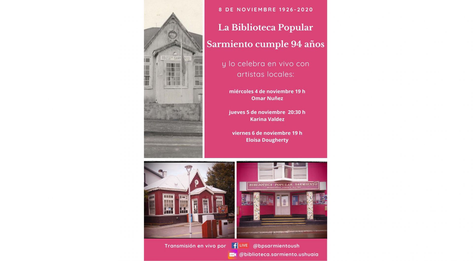 La Biblioteca Popular Sarmiento celebra virtualmente su 94º aniversario