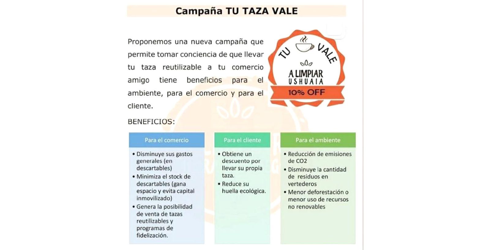 Impulsan la campaña “Tu Taza Vale”