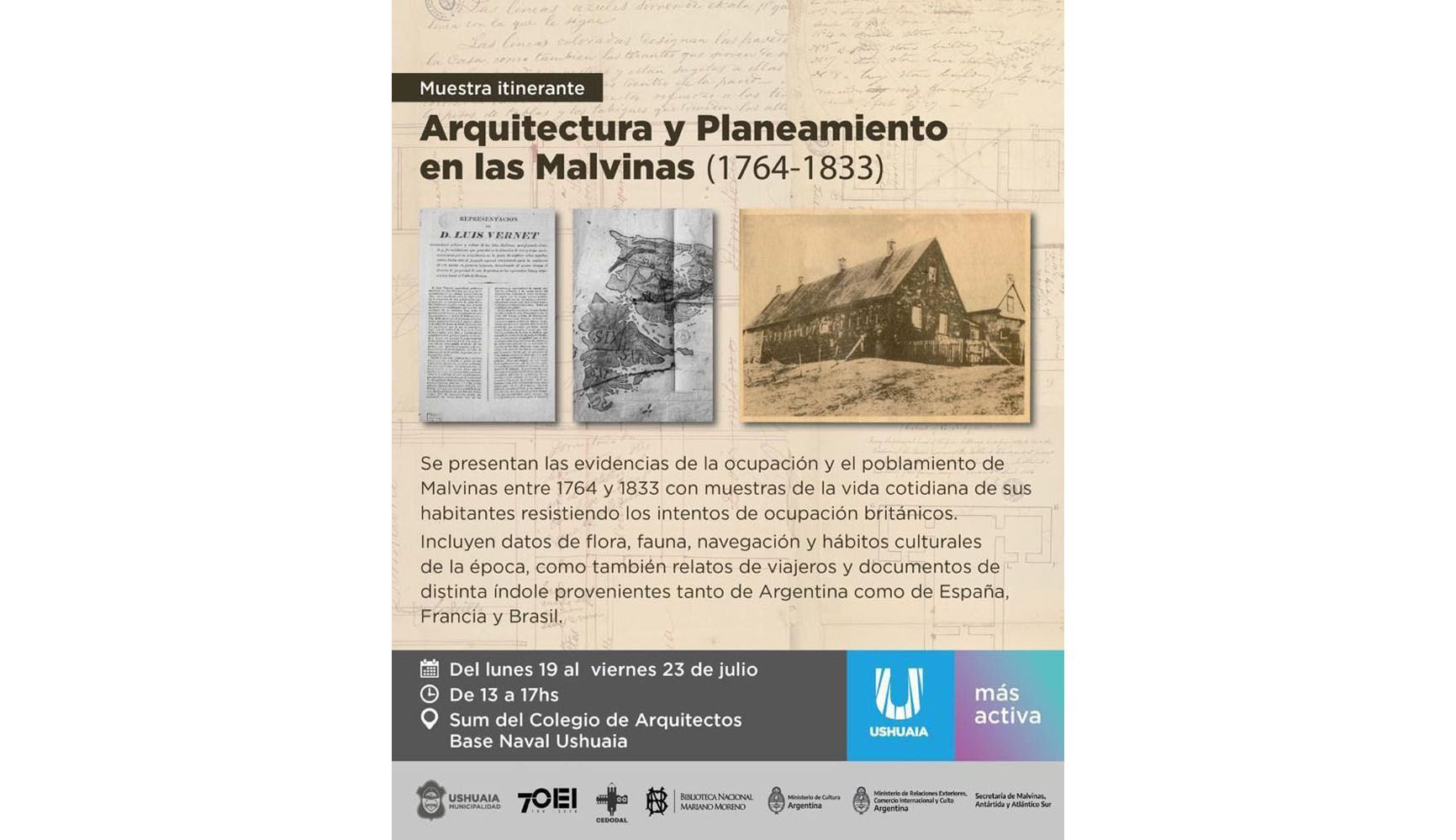 Se inauguró la muestra sobre arquitectura en Malvinas 