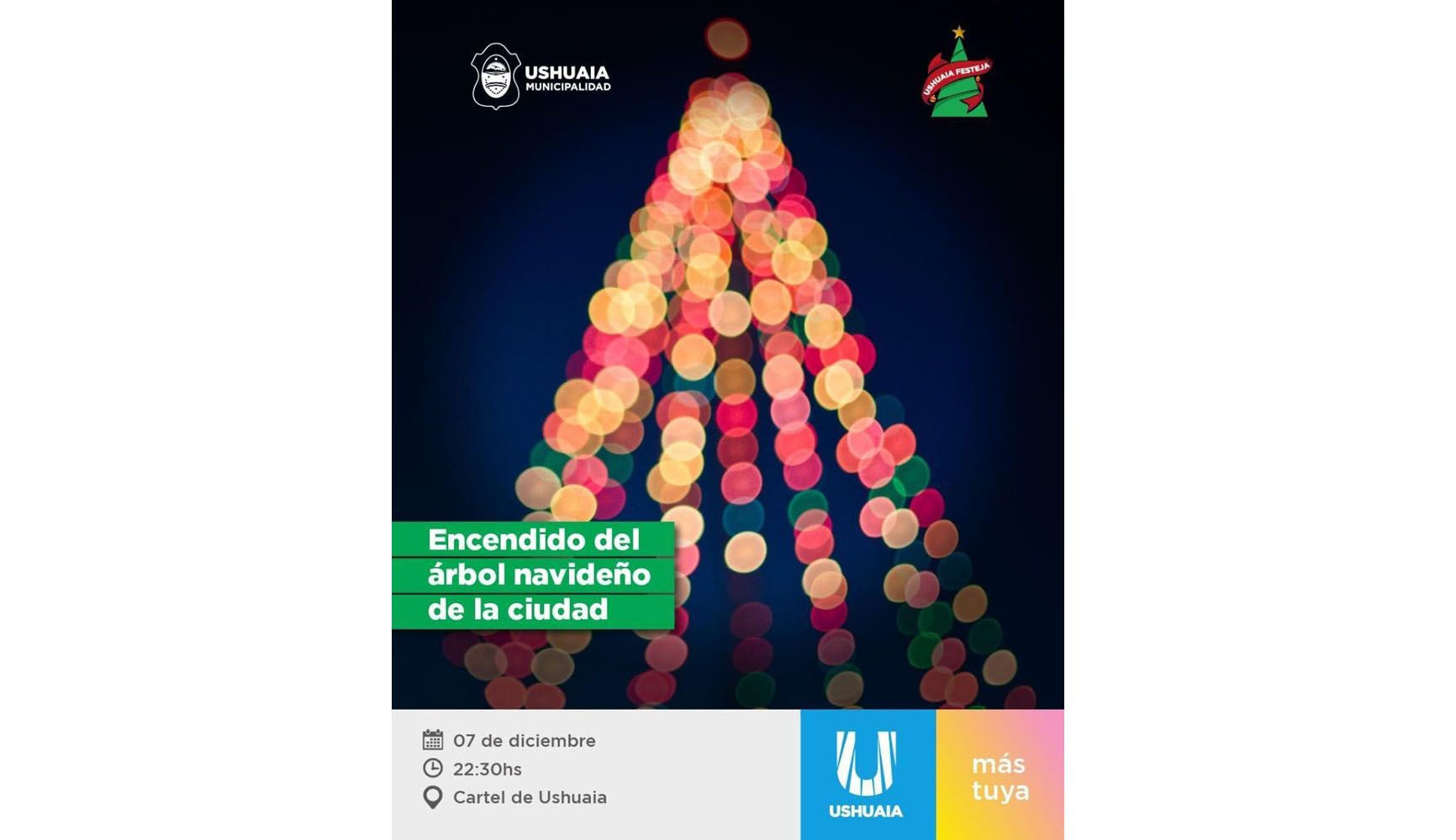 Este martes se enciende el árbol de Navidad en  Ushuaia