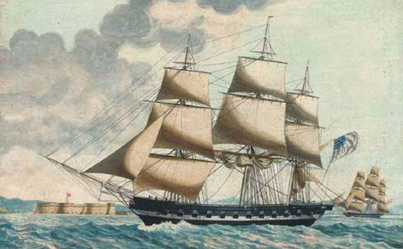 Un navío norteamericano destruye la capital de las Malvinas