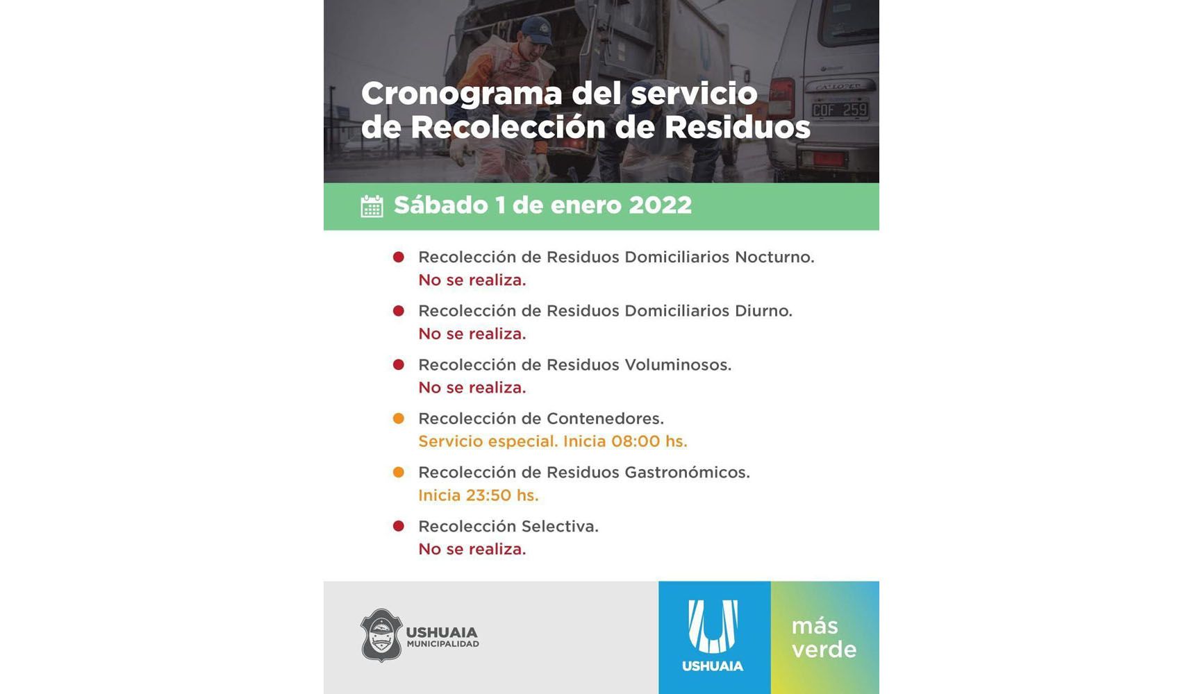 Hoy y mañana habrá horarios especiales de colectivos y recolección de residuos 