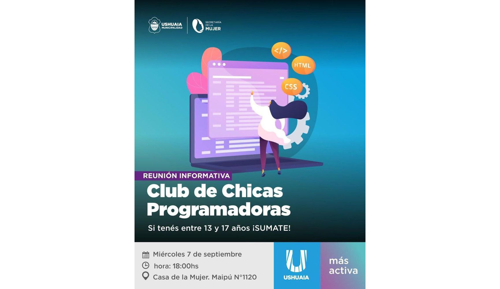 La Secretaría de la Mujer invita al ‘Club de Chicas Programadoras’