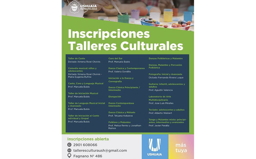 Se encuentran abiertas las inscripciones para los talleres culturales municipales