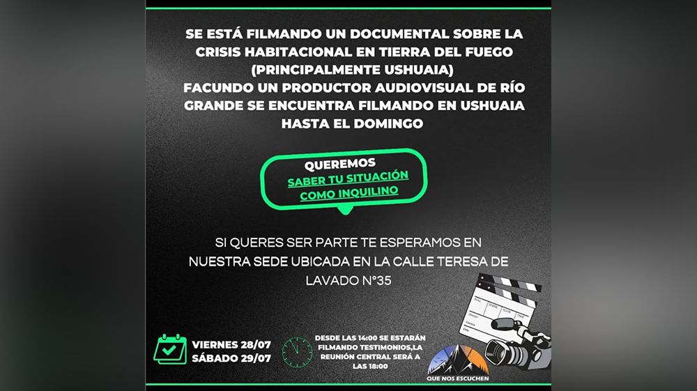 Filman un documental sobre la crisis habitacional en Tierra del Fuego
