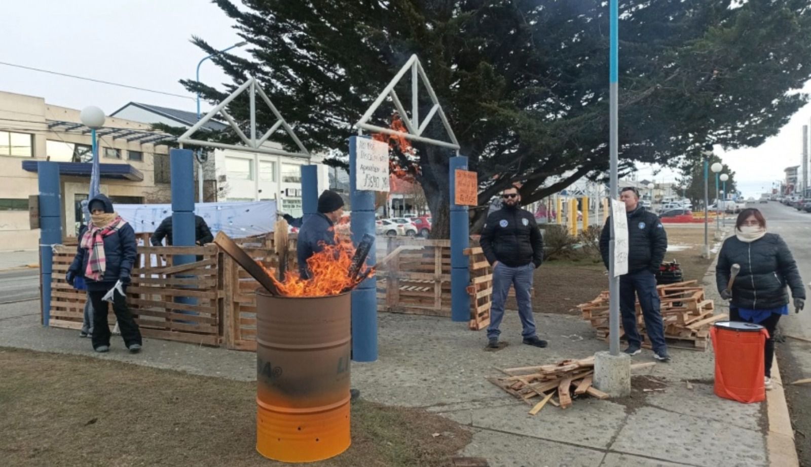 Carpa de los trabajadores textiles en Río Grande