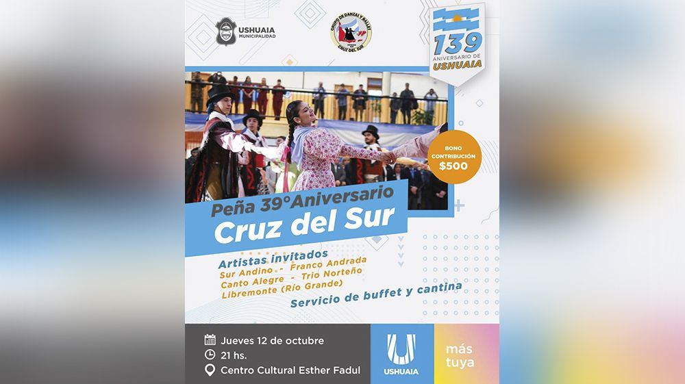 La Municipalidad acompañará la Peña 39º Aniversario del Ballet Cruz del Sur
