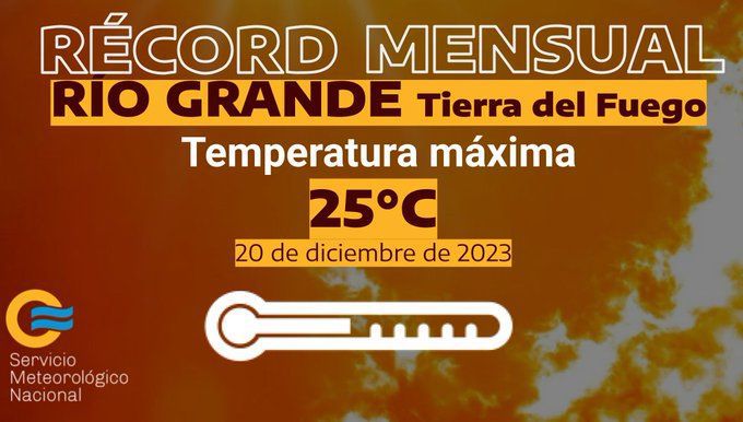 Nuevo récord de temperatura máxima en Río Grande: 25 ° grados en diciembre