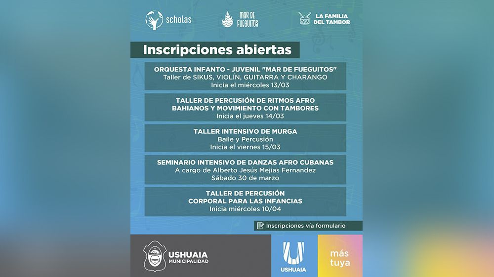 Cultura municipal brindará talleres musicales con ‘Scholas Ocurrentes’