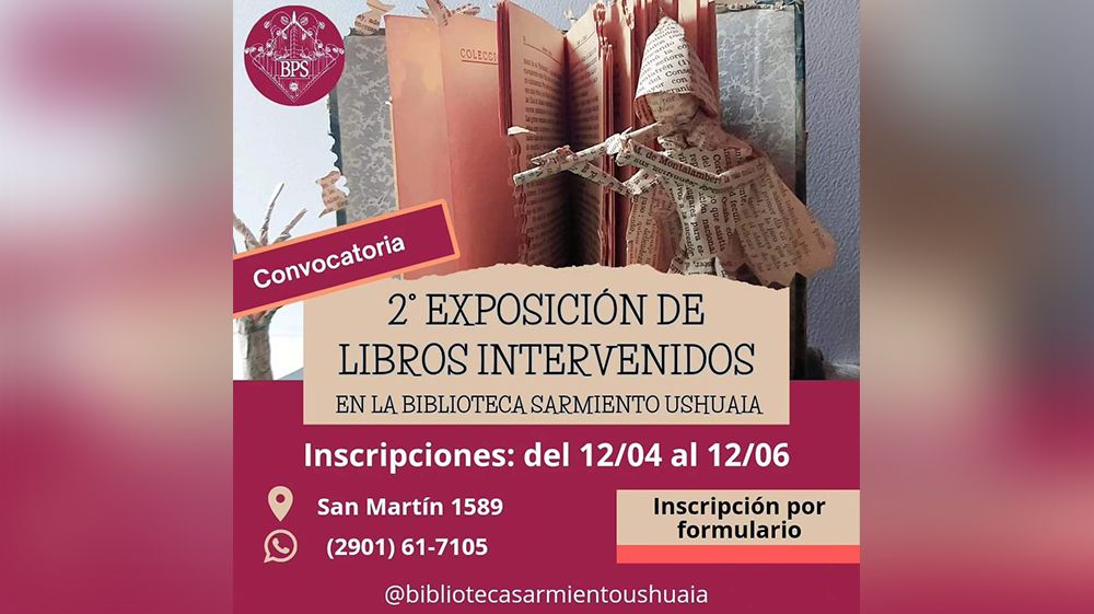 La Biblioteca Popular Sarmiento realizará la 2ª Exposición de Libros Intervenidos