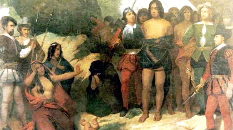 Militares españoles ejecutan al cacique mapuche Caupolicán