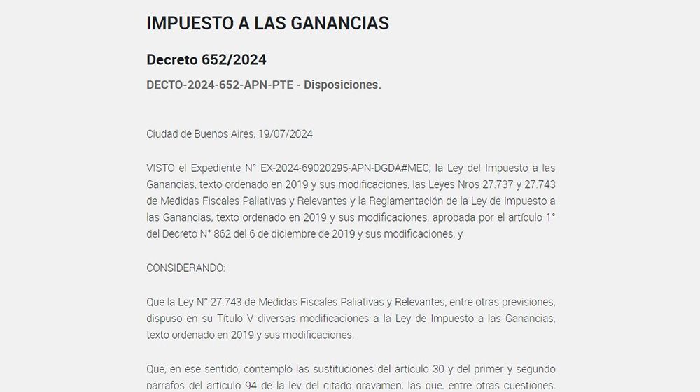 Reglamentación ratificó que no se paga Impuesto a las ganancias