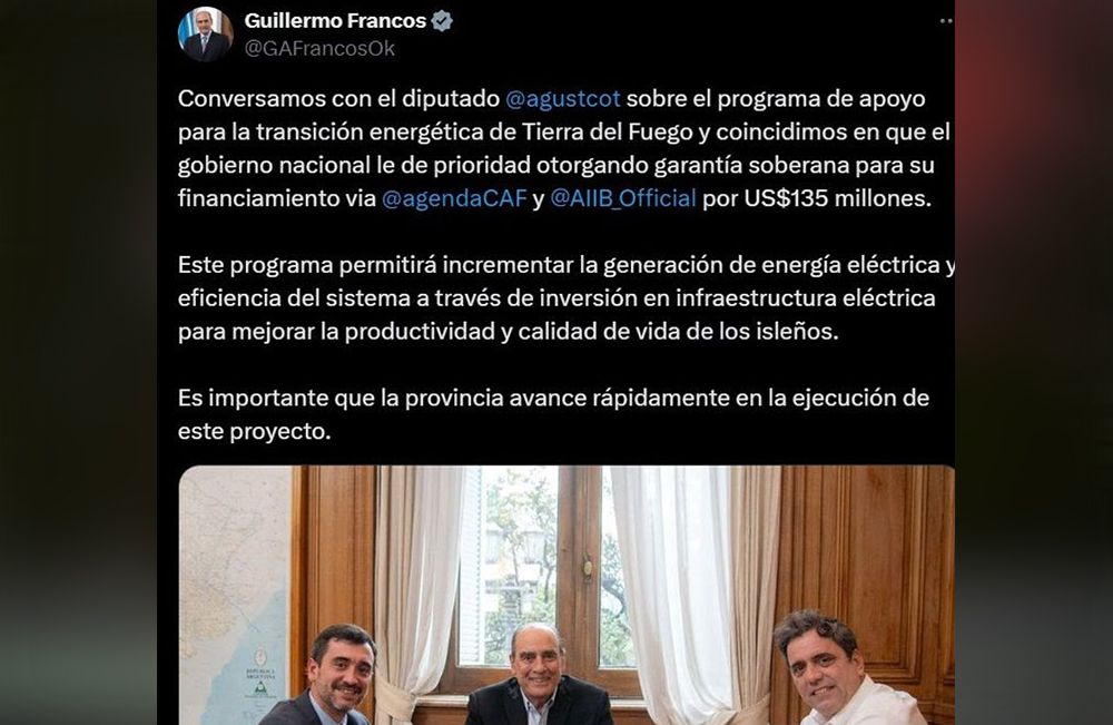 Nación habilitará créditos para mejorar parque de generación de Ushuaia y Río Grande