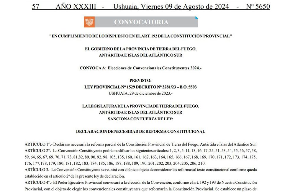 El Ejecutivo mandó a publicar la ley y el decreto de convocatoria