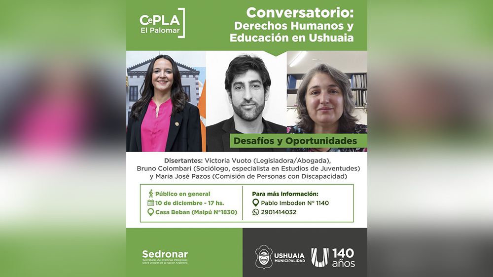 Invitan al conversatorio ‘Derechos Humanos y Educación en Ushuaia’