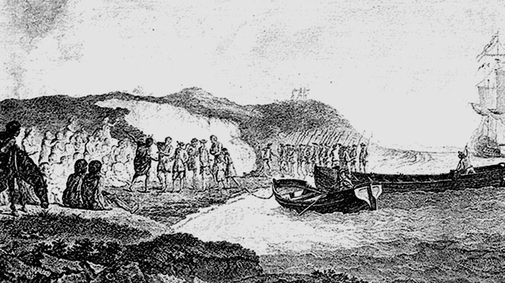 Se produce el primer encuentro entre europeos y fuegui-nos