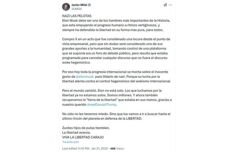 Denuncian penalmente a Milei por decir 