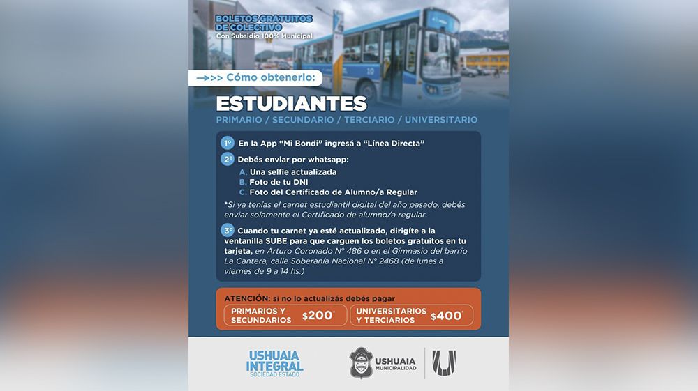 UISE habilitó la carga del boleto estudiantil gratuito