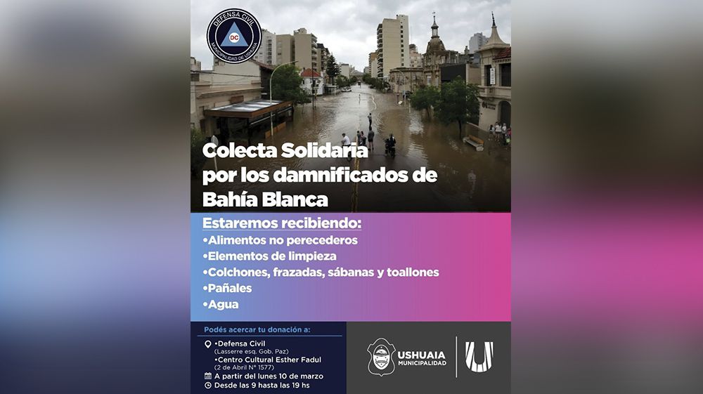 Continúa la Colecta Solidaria por los damnificados de Bahía Blanca