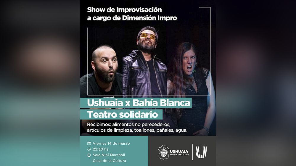 ‘Teatro solidario: Ushuaia x Bahía Blanca’ hoy en la sala Niní Marshall