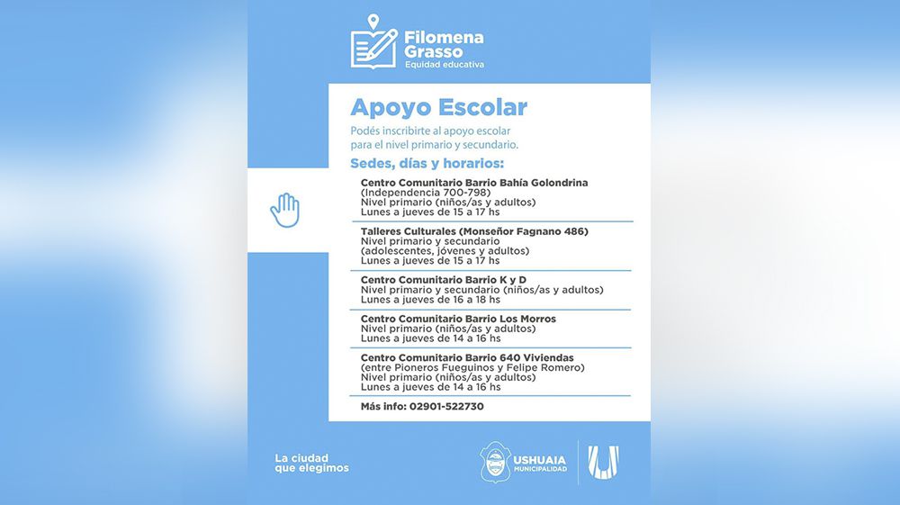 Comienzan las inscripciones al programa municipal ‘Filomena Grasso’