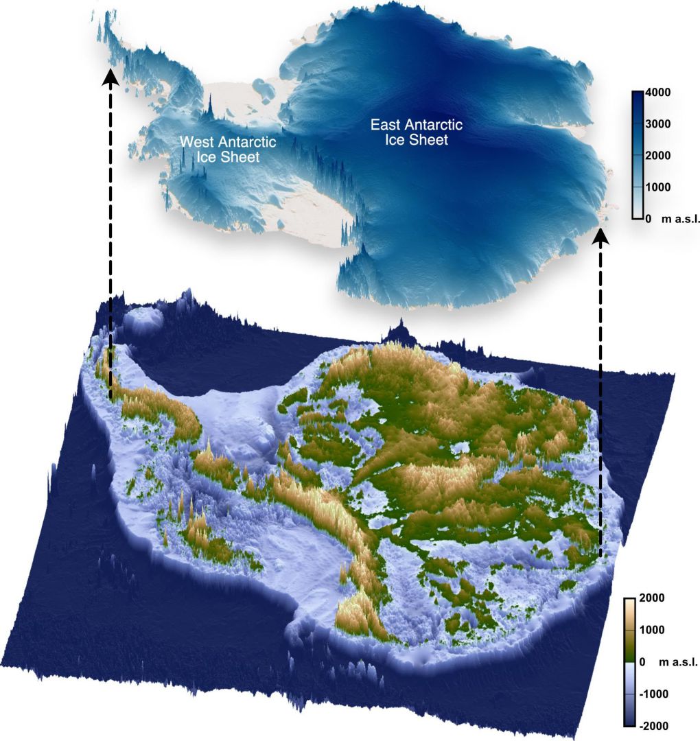 Un mapa revela cómo es la Antártida bajo 2.000 metros de hielo