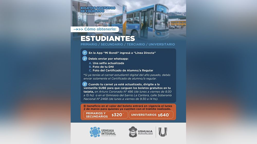 Desde marzo se podrá tramitar el Boleto Estudiantil Gratuito