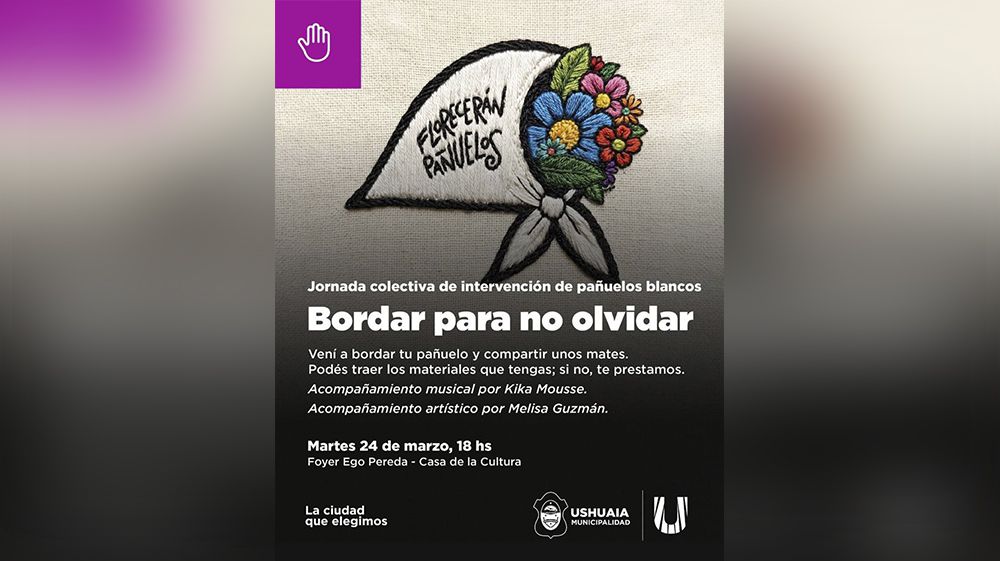 Invitan a la jornada colectiva ‘Bordar para no olvidar’