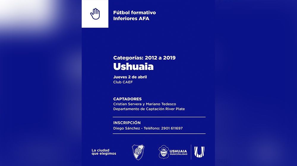 River Plate captará talentos juveniles en Ushuaia y Río Grande 